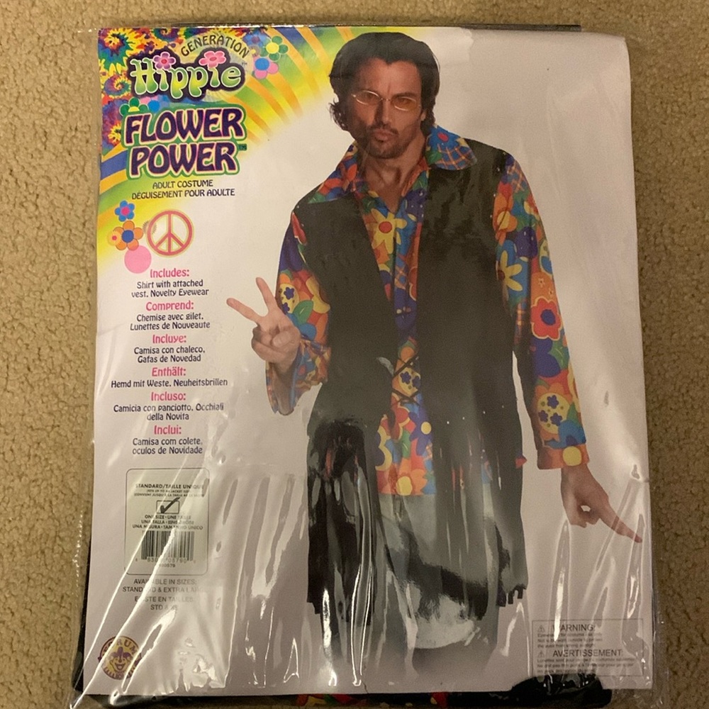 Rubie’s costumes Flower Power Vest yellow/blue/red/green/black. Adult Standard
